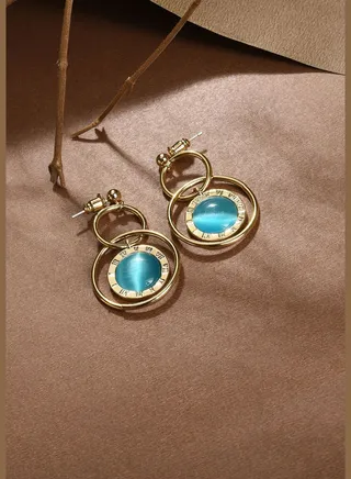 Gold Plated Designer Stone Drop Earring