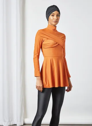 High-Neck Burkini Top Orange 