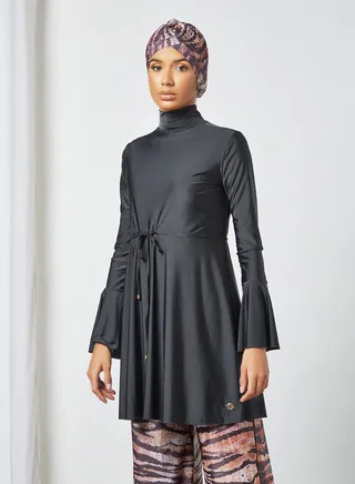 Waist-Tie Swimwear Top Black 