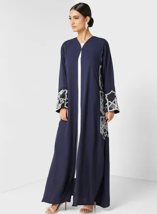 Embroidered Front Open Abaya 