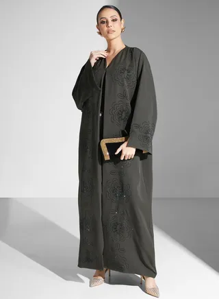 Embellished Flared Sleeve Abaya 