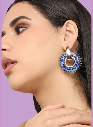 Gold Plated Designer Stone Party Drop Earring For Women