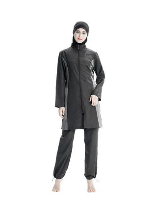 Classic Muslim Loose Fit Burkini Swimsuits Set Black 