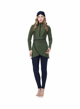 Islamic Long Sleeve Swimwear Burkini Green 