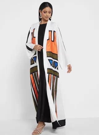 Aztec Print Abaya With Sheila