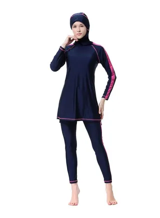 Sun Protection Conservative Swimwear Burkinis Blue/Pink 