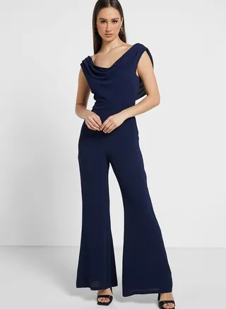 Cowl Neck Flared Jumpsuit