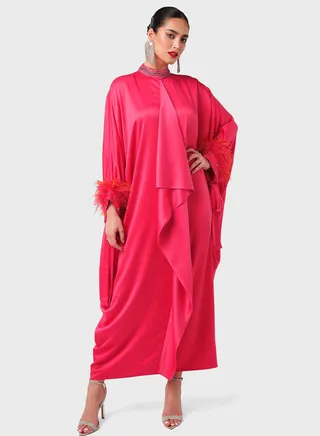Feather Detailing Embellished Kaftan