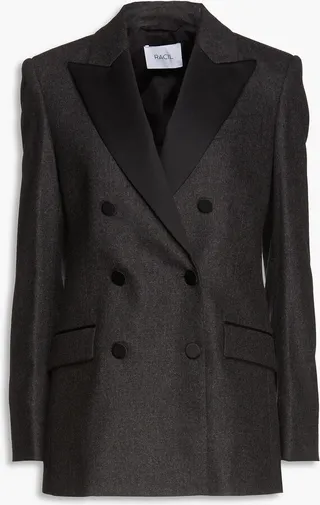 Cambridge double-breasted wool-blend flannel blazer