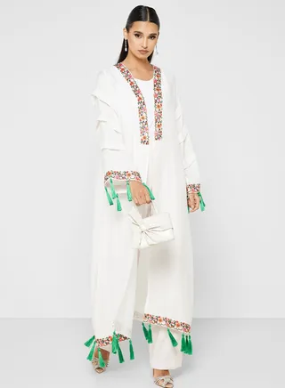 Embroidered Trim Abaya 