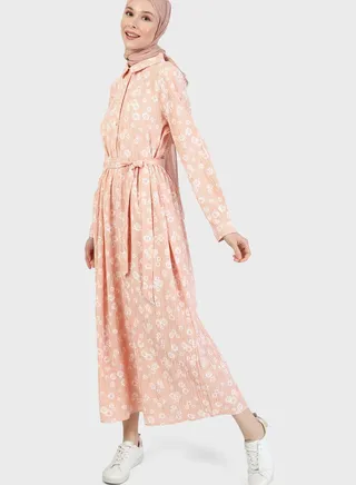 Floral Print Belted Dress