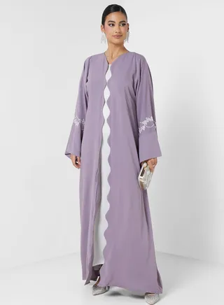 Flared Sleeve Open Abaya 
