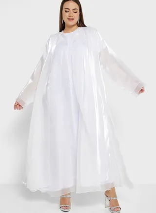 Flowy Two Toned Abaya With Sheila 