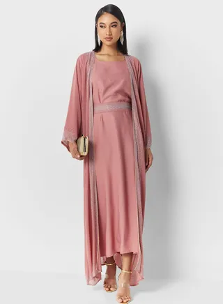 Shimmer Detail Abaya With Inner 