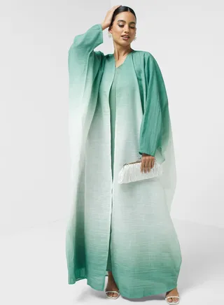 Color Block Open Abaya 