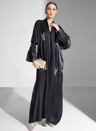 Embellished Front Open Abaya
