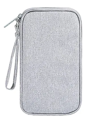 2-In-1 Power Bank And Data Cable Storage Bag Grey 
