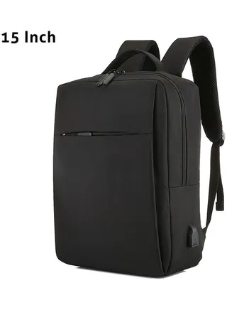 15 Inch Laptop Backpack With USB Charging Port Black 