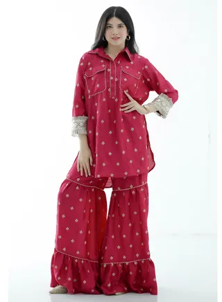 Maroon Sharara Set 