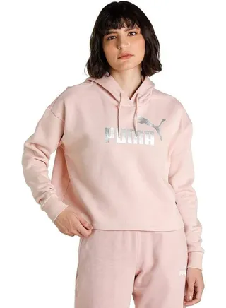 ESS+ Metallic Logo Cropped Hoodie FL Ros 