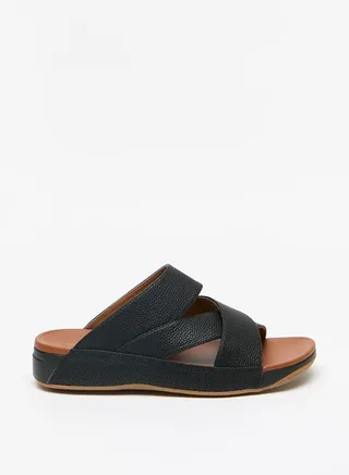 Men's Textured Slip-On Cross Strap Sandals 