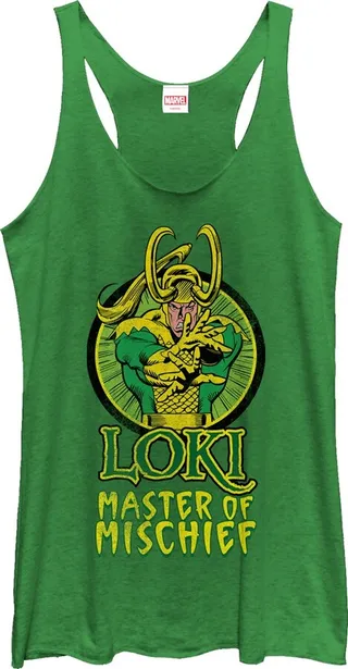 Women's Marvel Loki Master of Mischief Racerback Tank Top - Envy Green - Large