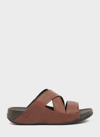Embossed Cross Strap Sandals 