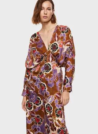 Printed V-Neck Jumpsuit