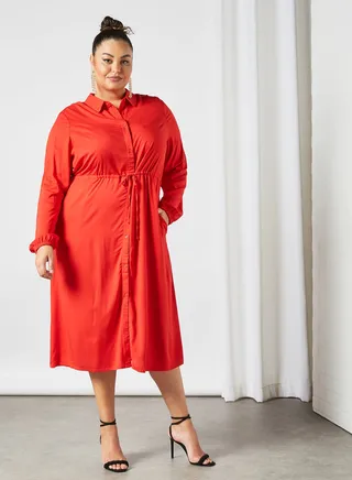 Plus Size Shirt Dress Red 