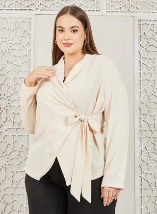 Notch Lapel Collar Wrap Top 