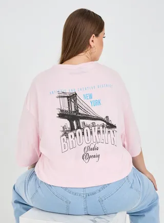 Oversized Back & Front Brooklyn Print T-Shirt 