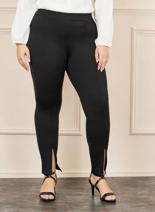 Front Slit Hem Ponnte Legging 