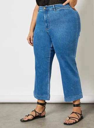 Plus Size High Waist Jeans Blue 
