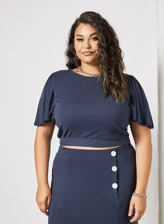 Plus Size Girasol T-Shirt Navy 