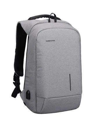 Anti Theft Laptop Backpack With USB Charging Port Grey 