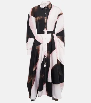 Printed cotton shirt dress