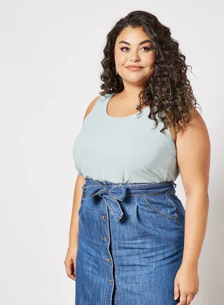 Plus Size Sleeveless Top Blue 