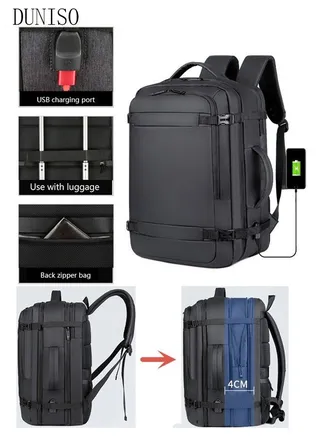 Business Travel Laptop Backpack Anti-Theft Durable Computer Bag with USB Charging Port Waterproof College School Backpack for Men & Women Fits 15.6 Inch Notebook Black 