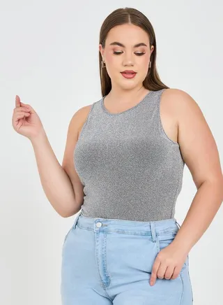 Lurex Sleeveless Fitted Tank