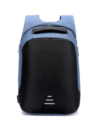 Anti-theft Waterproof Backpack With USB Charging Port For 16-Inch Laptop Blue 