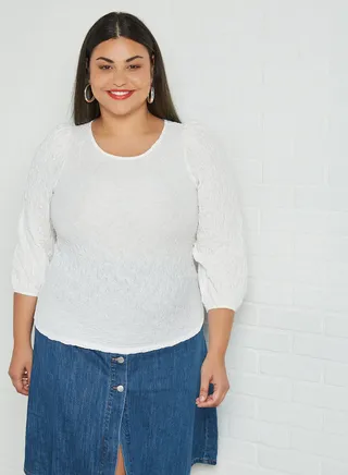Plus Size Creased T-Shirt Offwhite 