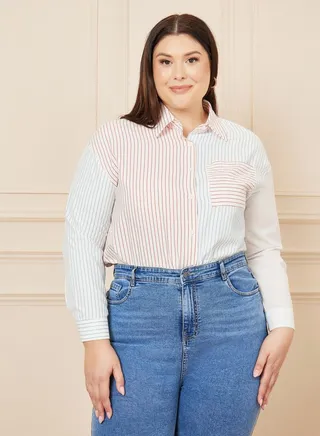 Striped Drop Shoulder Regular Fit Shirt 