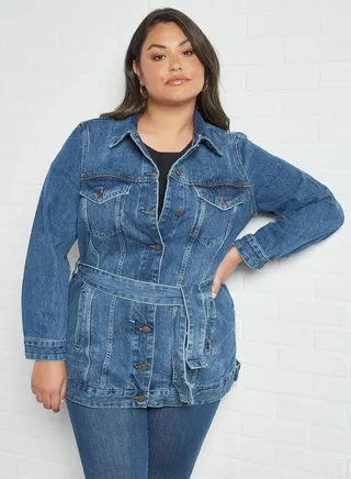 Plus Size Desire Denim Jacket Blue 