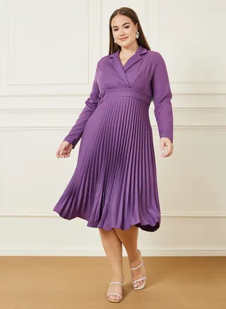 Long Sleeve Blazer Midi Dress 