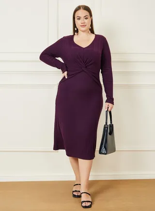 Knotted Detail A-Line Midi Dress 