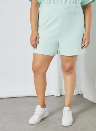Curvy Sweat Shorts Blue/Green 