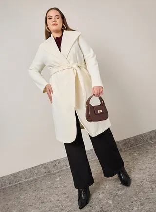 Regular Fit Wool Like Belted Coat 