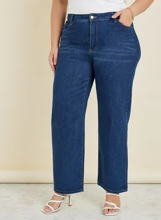 Plus Tapered High Rise Denim Jeans 