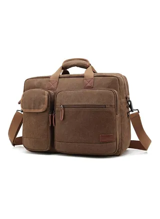 Multicompartment Laptop Bag With Strap Khaki 
