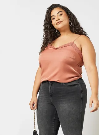 Plus Size Lace Blouse Pink 